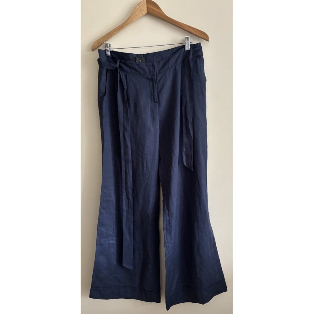 Forever 21 Navy Wide Leg Linen Pants